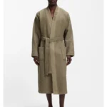 Jacquard cotton-blend gown with logo lapel