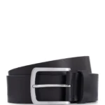 Italian-leather belt with logo-engraved buckle