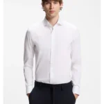 Slim-fit shirt in easy-iron cotton-blend poplin