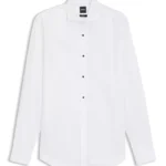 Slim-fit dress shirt in easy-iron stretch-cotton poplin