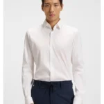 Extra-slim-fit shirt in easy-iron cotton-blend poplin