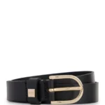 Italian-leather belt with gold-tone buckle