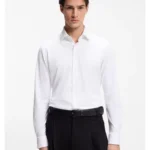 Slim-fit shirt in performance-stretch jersey