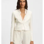 Slim-fit cropped jacket with collarless styling