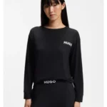 Relaxed-fit stretch-jersey pyjama top with logo print