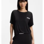 Relaxed-fit stretch-jersey pyjama T-shirt with contrast logo