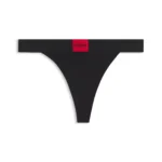 Stretch-cotton thong with red logo