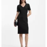 V-neck dress in stretch fabric