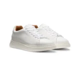 Leather trainers with rubber outsole