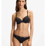 Stretch-jersey underwire bra with logo straps
