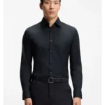 Slim-fit shirt in performance-stretch twill