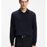 Cotton sweater with polo collar