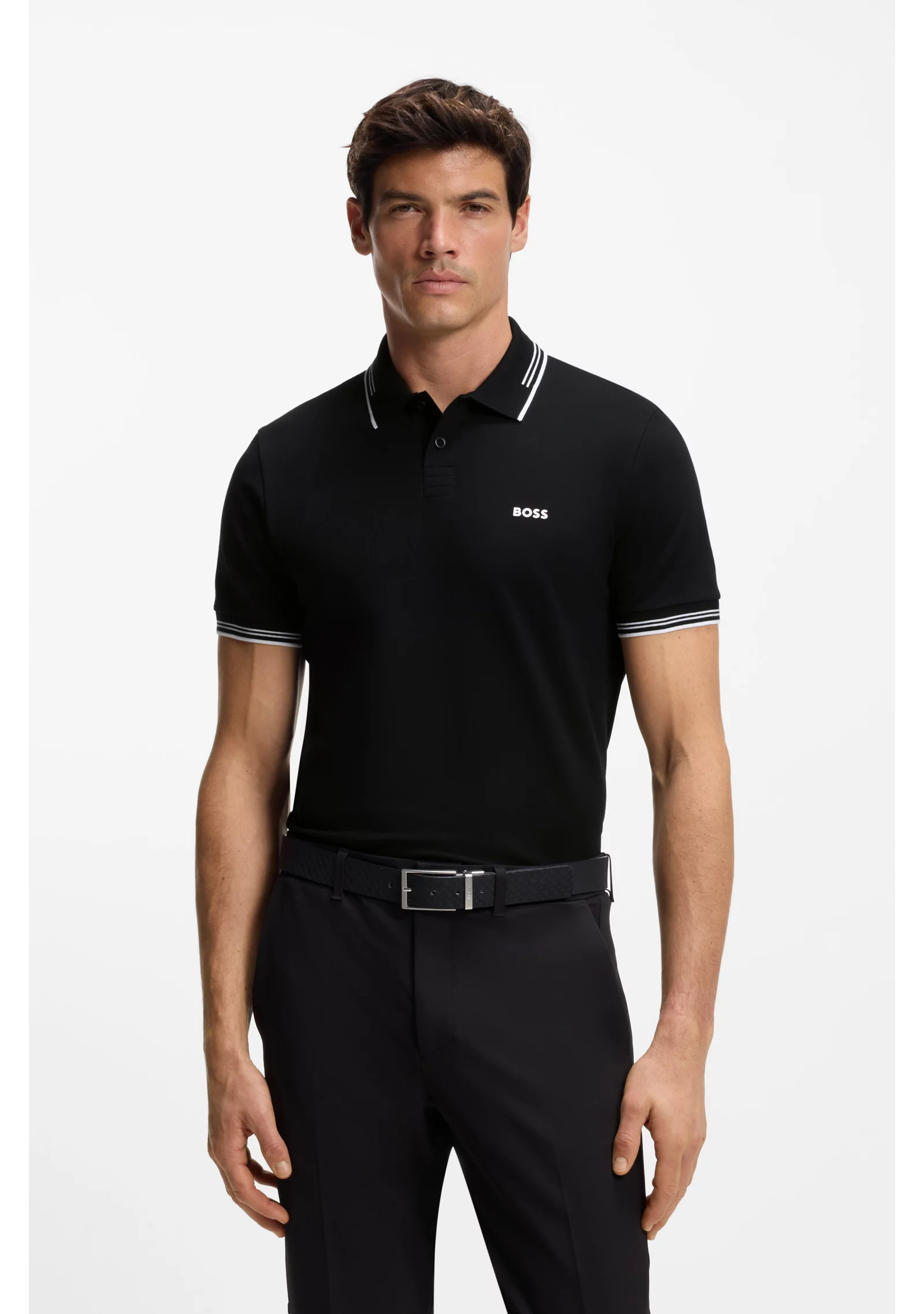 hbeu50506193_001_350 Slim-fit polo shirt with contrast-stripe details - Image 1