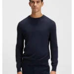 Knitted-cotton sweater with embroidered logo