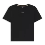 Stretch-cotton pyjama T-shirt with logo print
