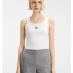 Cotton-blend tank top with stacked-logo embroidery