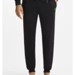 Stretch-cotton tracksuit bottoms with embroidered logo