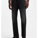 Tapered-fit jeans in black stretch denim