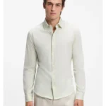 Slim-fit shirt in melange cotton jersey