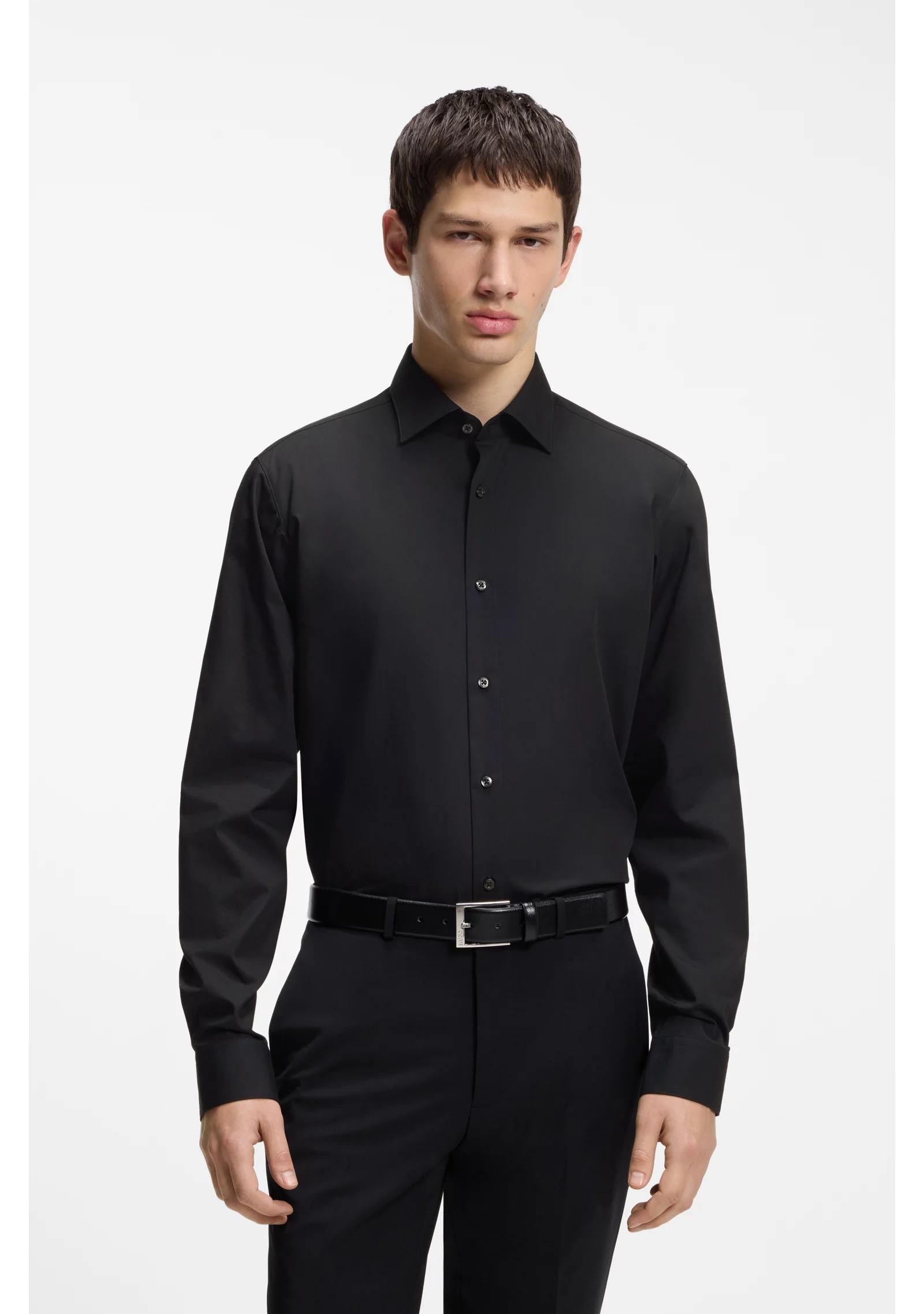 hbeu50519812_001_350 Modern-fit shirt in easy-iron cotton poplin - Image 1