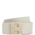 Italian leather belt with metal logo letters