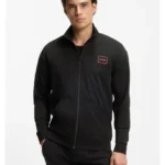 Relaxed-fit loungewear jacket in stretch cotton