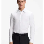 Slim-fit shirt in structured Italian stretch cotton