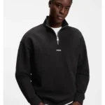 Relaxed-fit cotton sweatshirt with zip neck