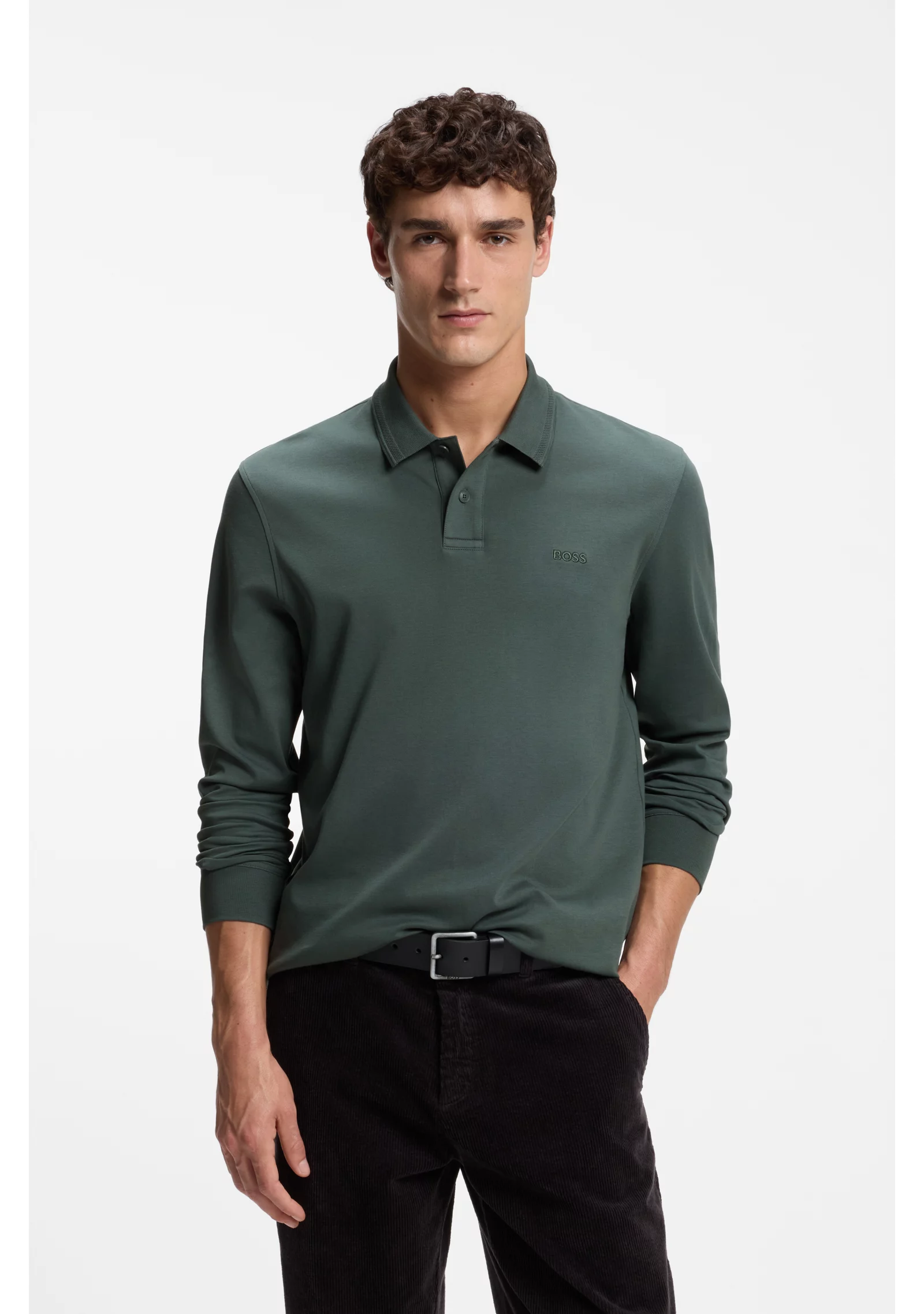 hbeu50527525_377_350 Long-sleeved polo shirt in cotton with logo detail - Image 1