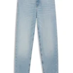 Relaxed-fit jeans in blue marble-effect denim