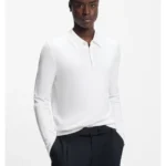 Slim-fit knit polo with rear logo