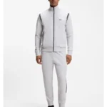 Stretch-cotton regular-fit tracksuit set with stripe inserts
