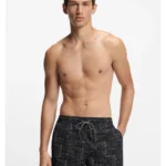 Drawcord swim shorts with all-over print
