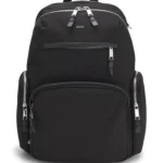 Multi-pocket backpack with leather trims