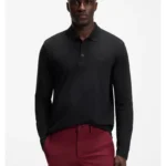 Long-sleeved cotton piqué polo shirt