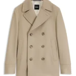 Slim-fit double-breasted short coat in a wool blend