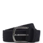 Woven belt with leather trims