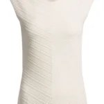 V-neck top with knitted structure