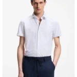 Slim-fit shirt in printed performance-stretch jersey