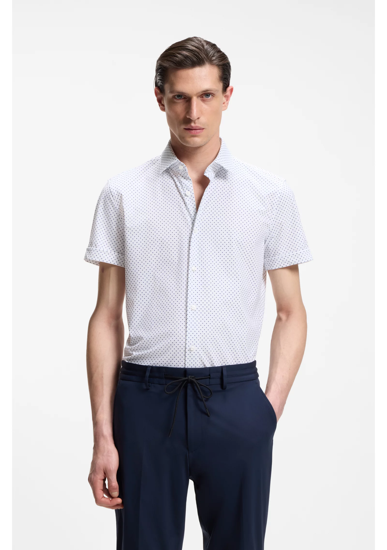 hbeu50539369_450_350 Slim-fit shirt in printed performance-stretch jersey - Image 1