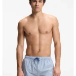 Swim shorts in seersucker fabric with embroidered logo
