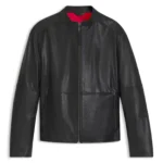 Slim-fit jacket in grained leather