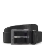 Grained Italian-leather belt with gunmetal pin buckle