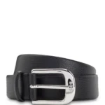 Grained Italian-leather belt with polished pin buckle