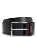 Smooth-leather belt with polished hardware