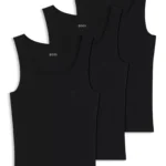 Three-pack of underwear vests in rib-knit cotton