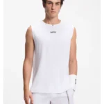 Active tank top in stretch fabric with rear stripes