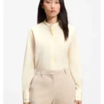 Regular-fit blouse in cotton poplin with concealed placket