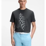 Stretch-cotton T-shirt with geometric print