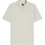 Mercerised-cotton polo shirt with geometric jacquard